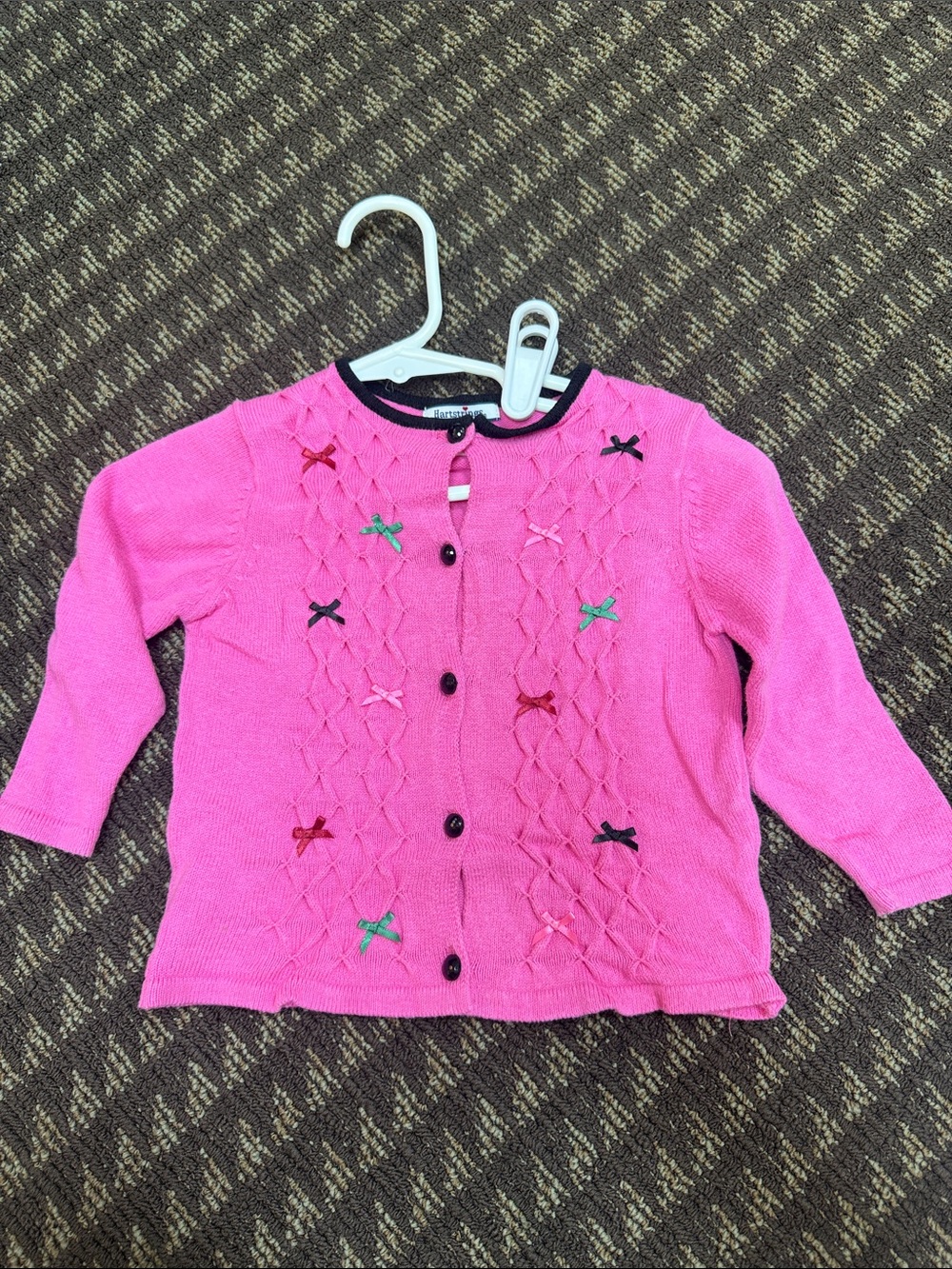Hartstrings Bright Pink Knit Cardigan with Bow Details